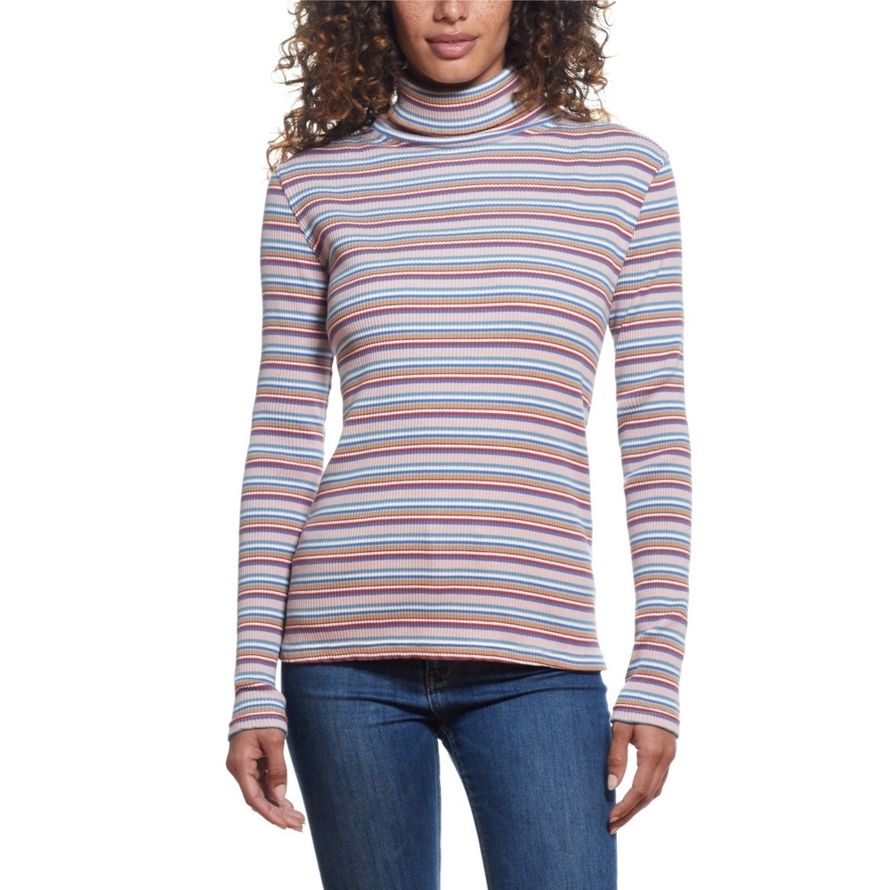 Weatherproof Vintage Women's Striped Rib Turtleneck Top